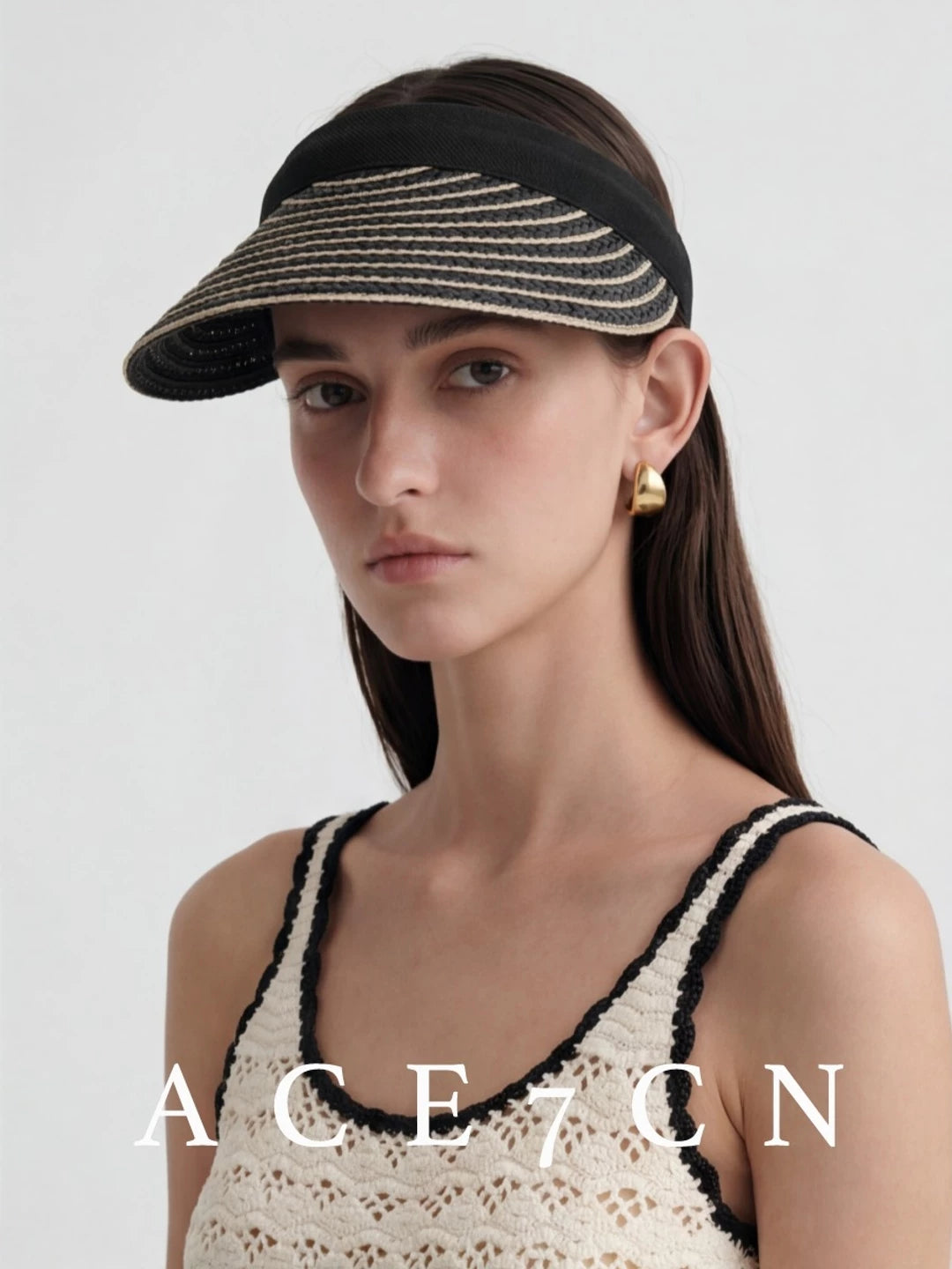 South-France Midsummer Visor Striped Sun-Shade Headband Hat