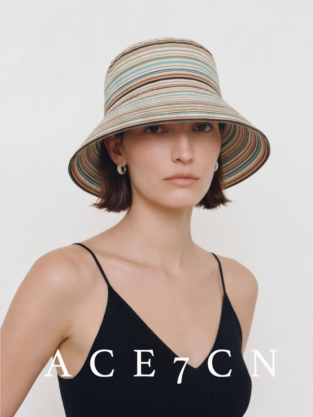 Nordic Relaxed Multi-Stripe Bucket Hat Roll-Brim Striped