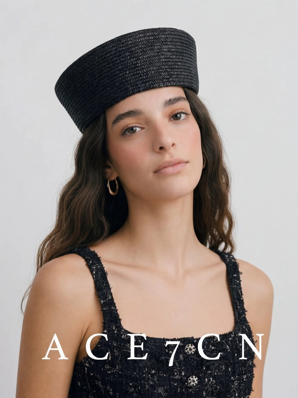 British Simple Premium Straw-Woven Pillbox Hat Hand-Woven