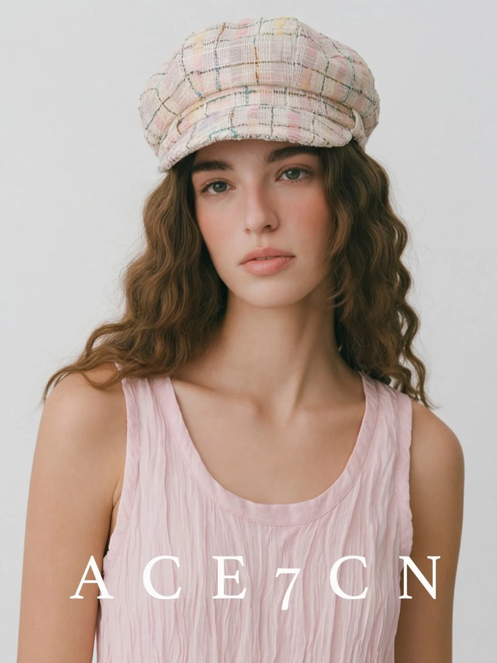 Classic Tweed Multicolor-Yarn Woven Premium Newsboy Cap