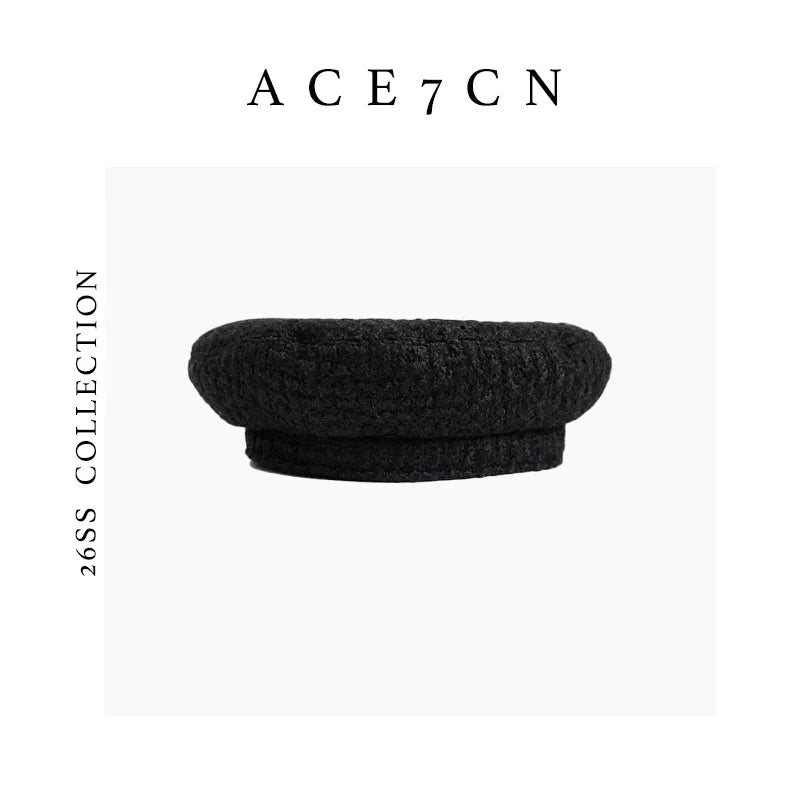South-France Hepburn-Style Tweed Beret Classic Tweed Travel-Look