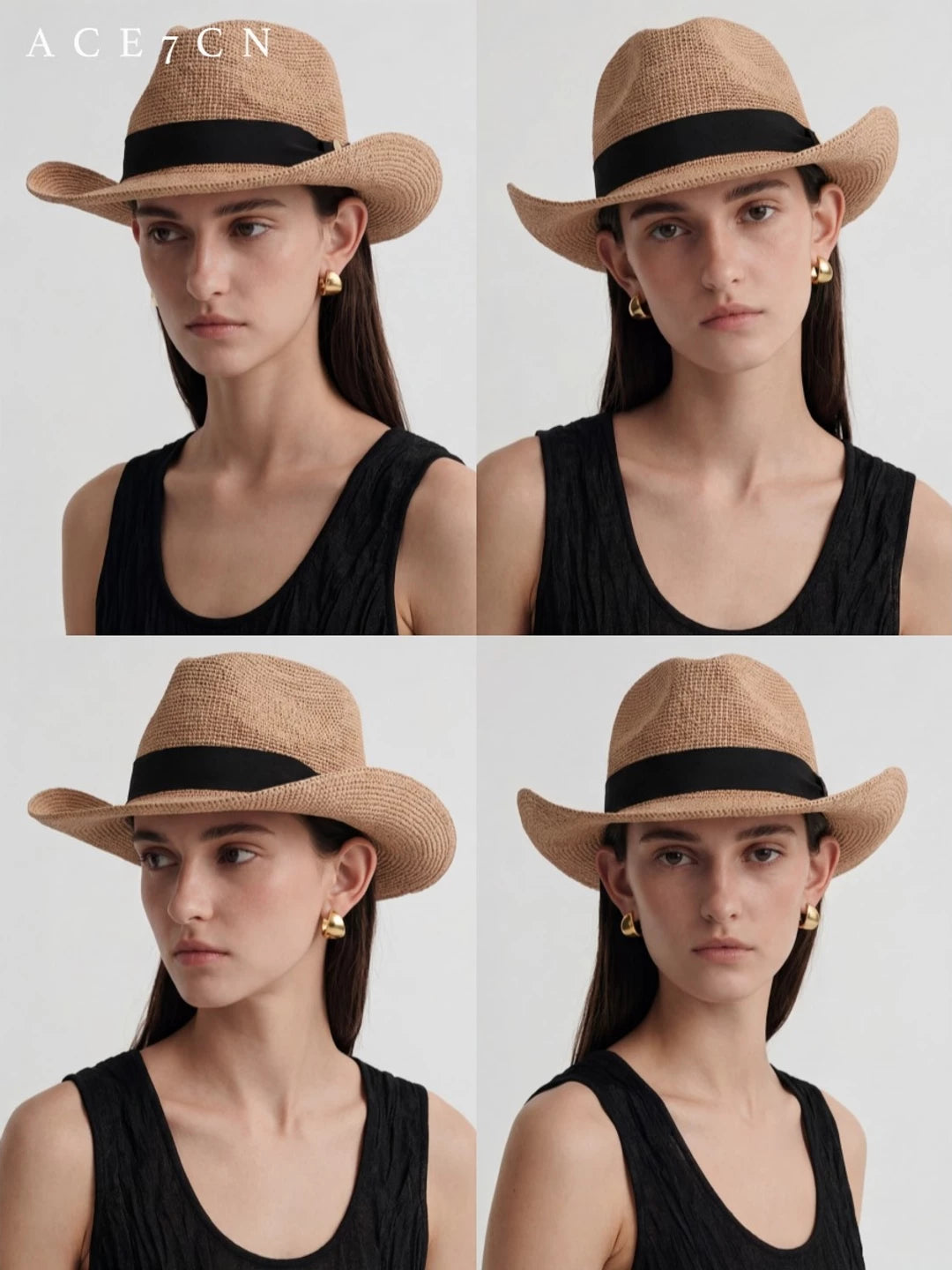 British Classic Premium Raffia Fedora Hand-Woven Western
