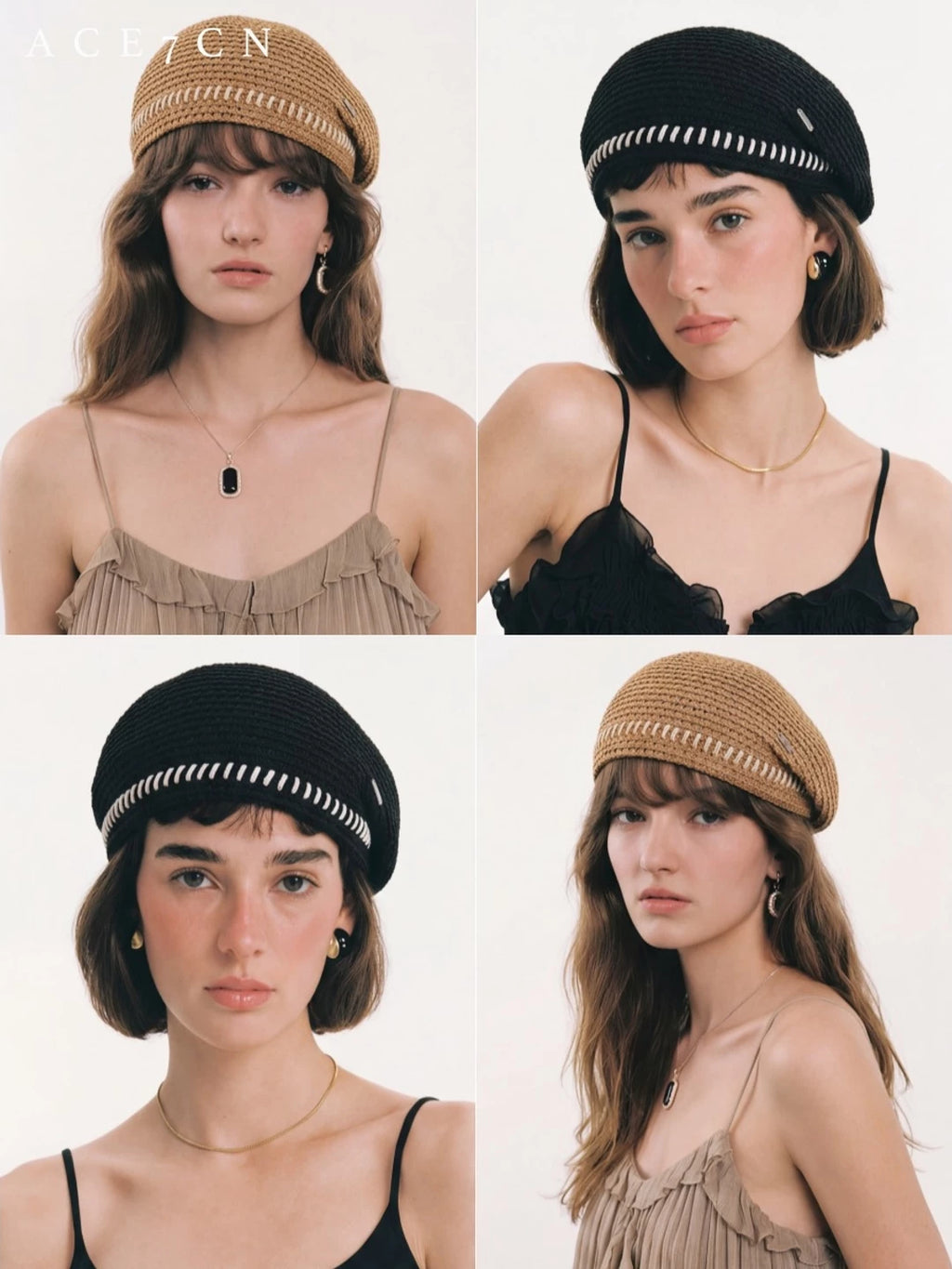 Japanese Niche Hand-Stitched Styling Beret Openwork Painter