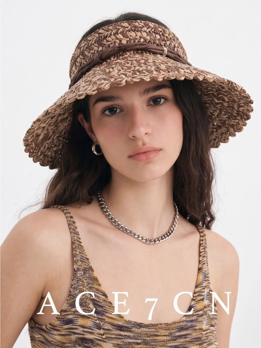 Hand-Crochet Straw-Woven Visor Japanese Sun-Shade Headband Hat