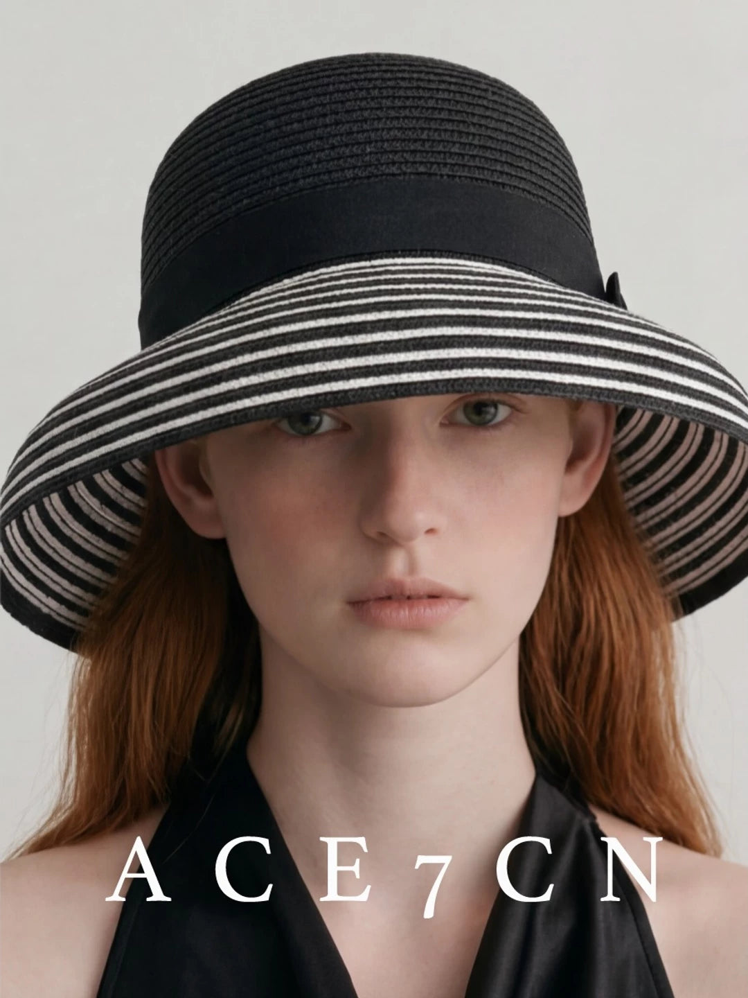 Light-French Hepburn Black-White Lampshade Bucket Hat Premium