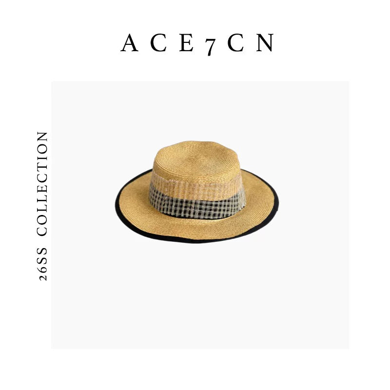 Classic Tweed Premium Runway Straw Hat Light-French