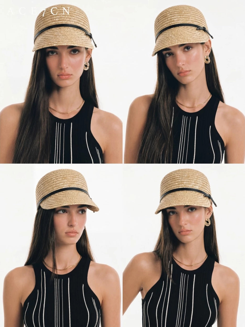 British Old-Money Straw-Woven Equestrian Hat Raffia Cap