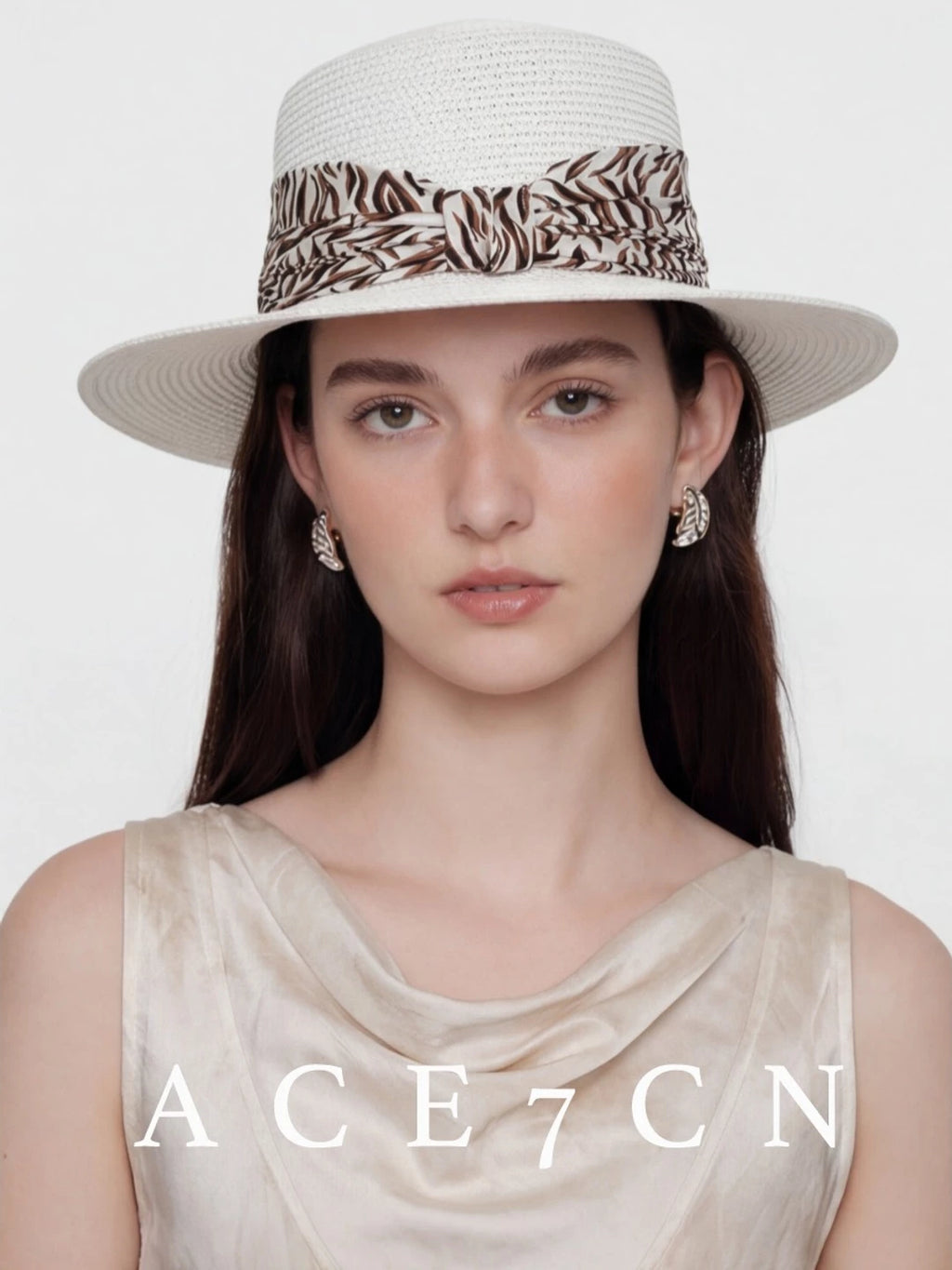 Relaxed French Premium Paper-Straw Flat-Top Hat Leopard