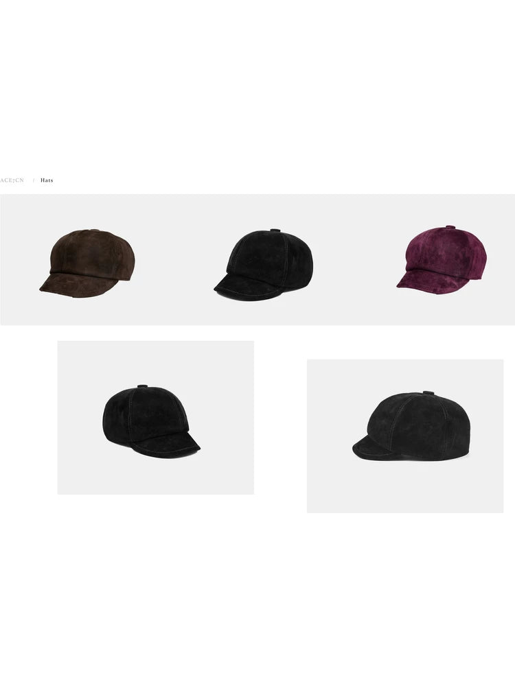 Luxury Lambskin Vintage Suede Leather Baseball Cap