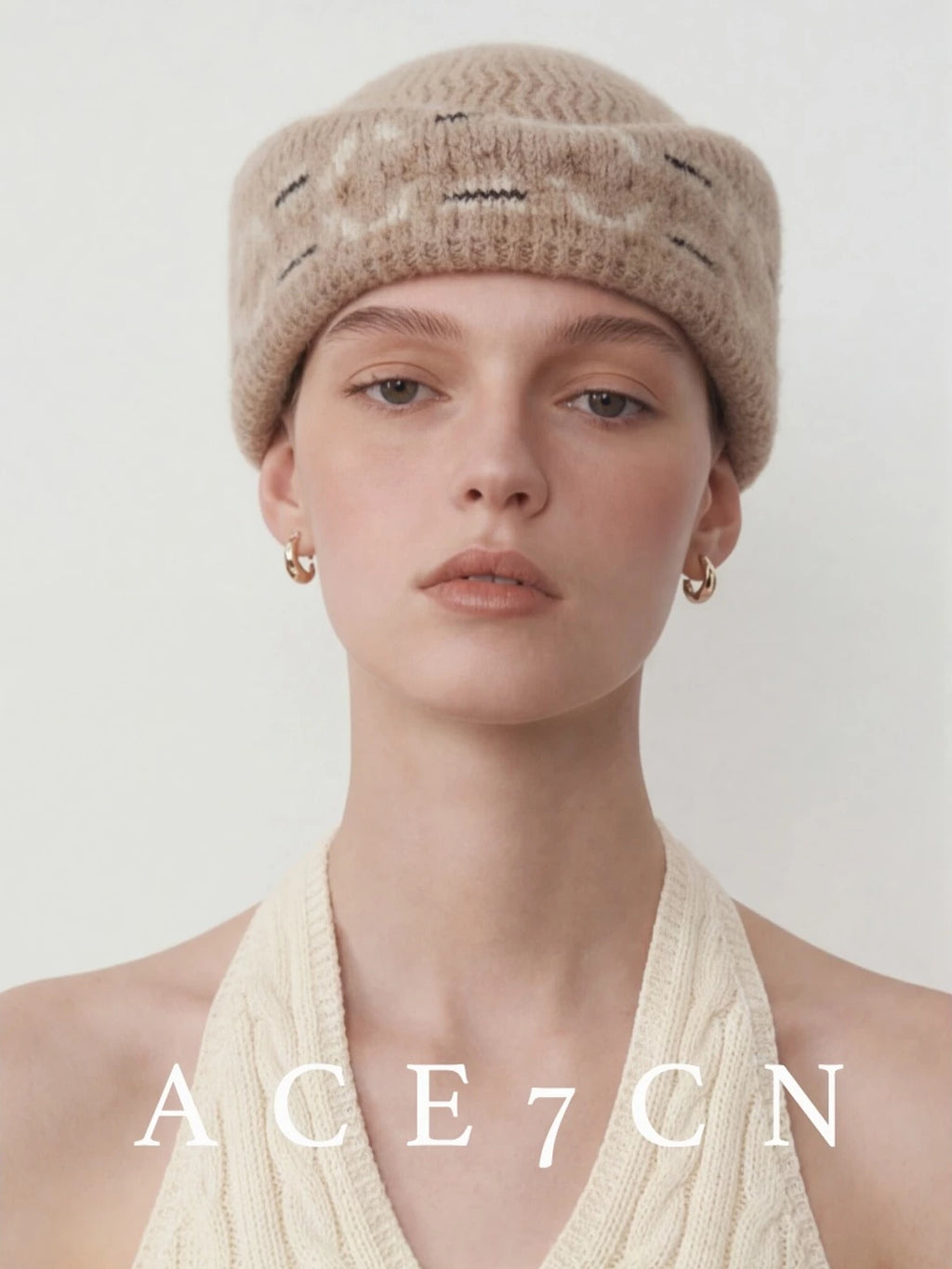 Danish Relaxed Knit Pillbox Hat Jacquard Dress