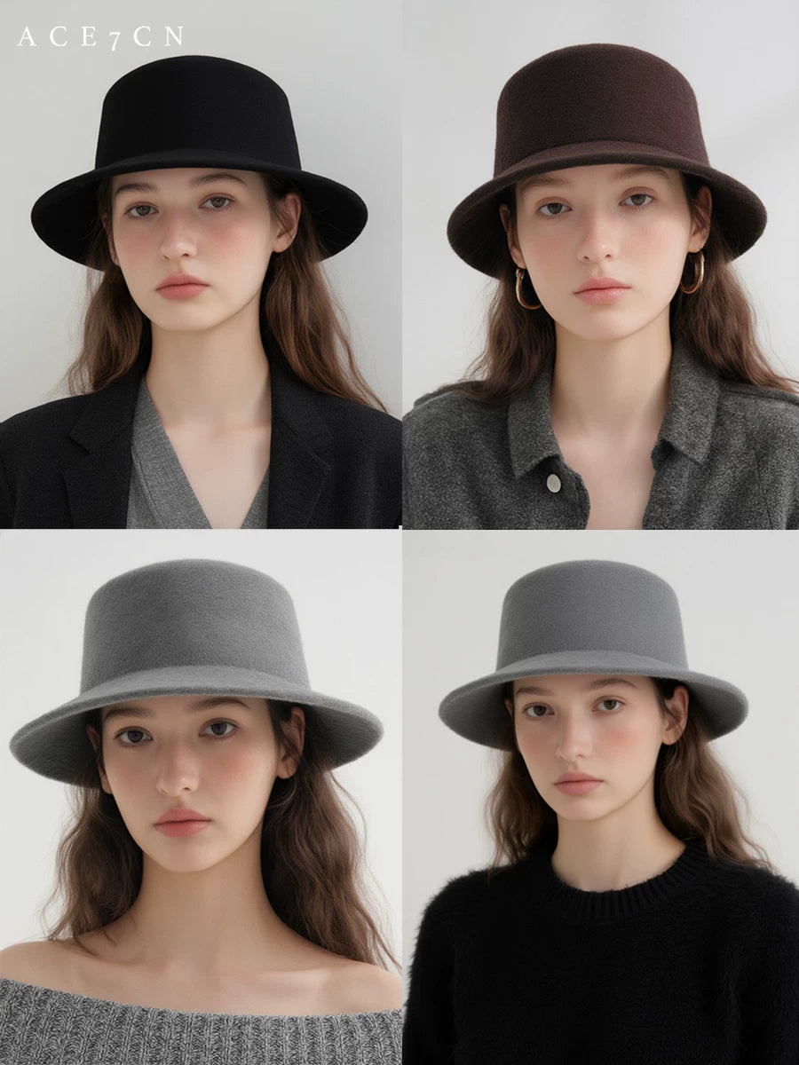 British Vintage Short-Brim Wool Dress Hat Travel-Look