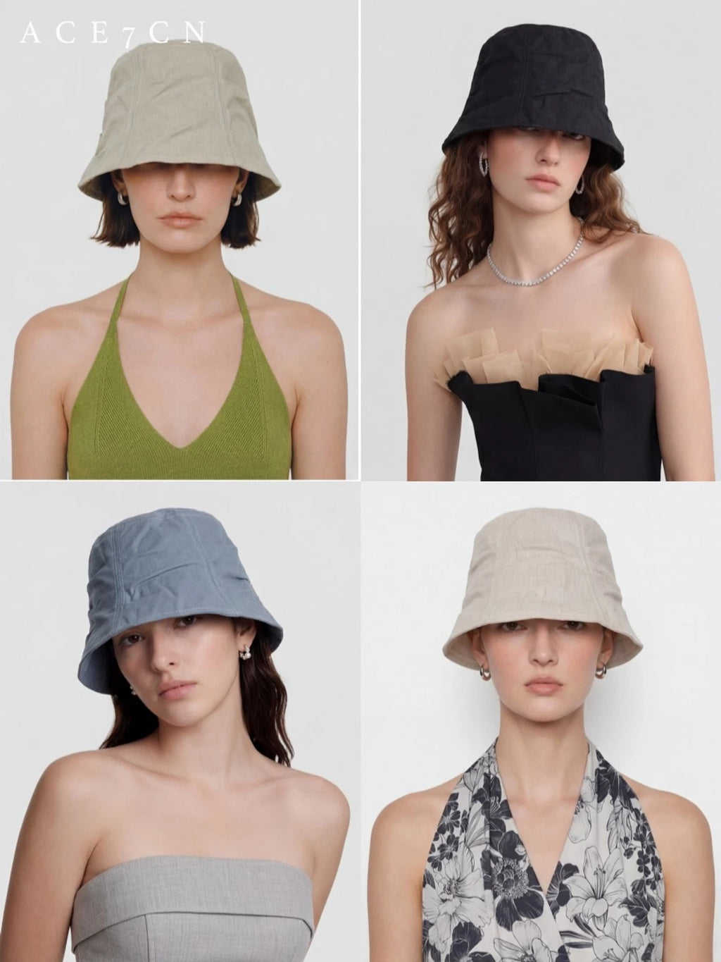 Japanese Resort Cotton Bucket Hat Handmade Pleated