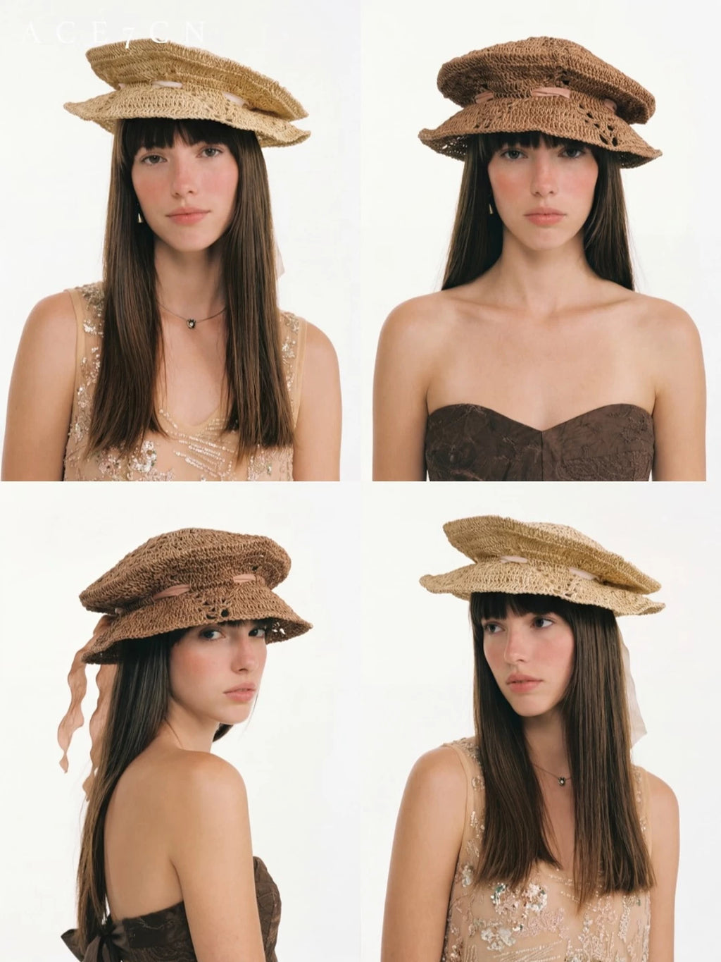 Japanese Niche Straw-Woven Hat Foldable Tie-Strap Bucket