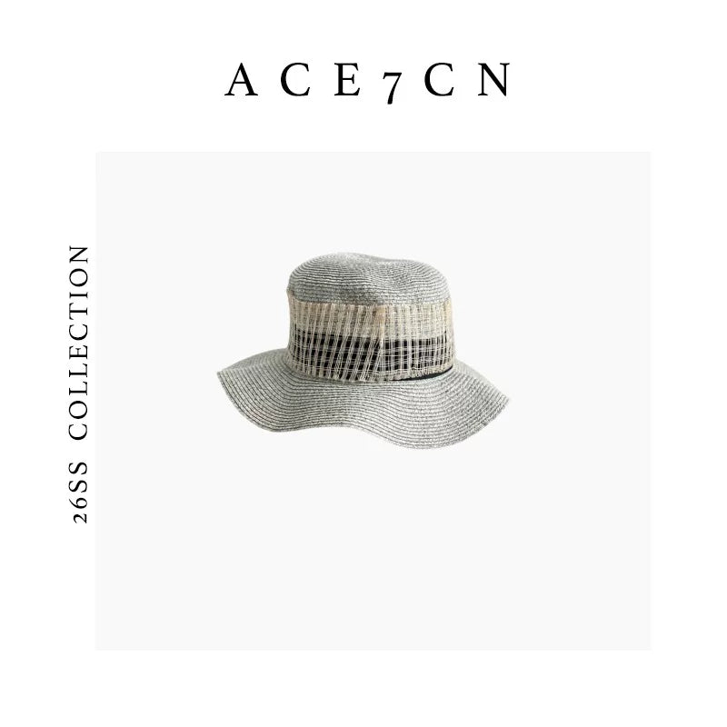 Light-French Straw Hat Classic Tweed Runway Resort