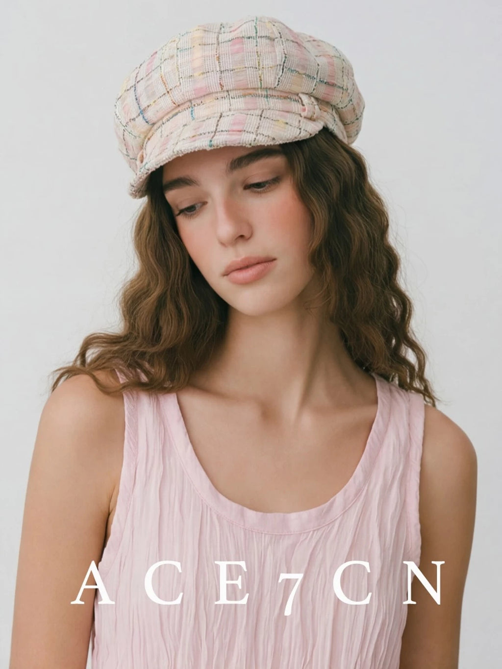 Classic Tweed Multicolor-Yarn Woven Premium Newsboy Cap