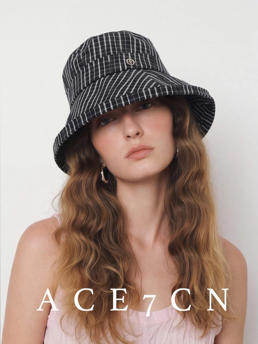 Nautical Hand-Pleated Plaid Bucket Hat Urban Chic