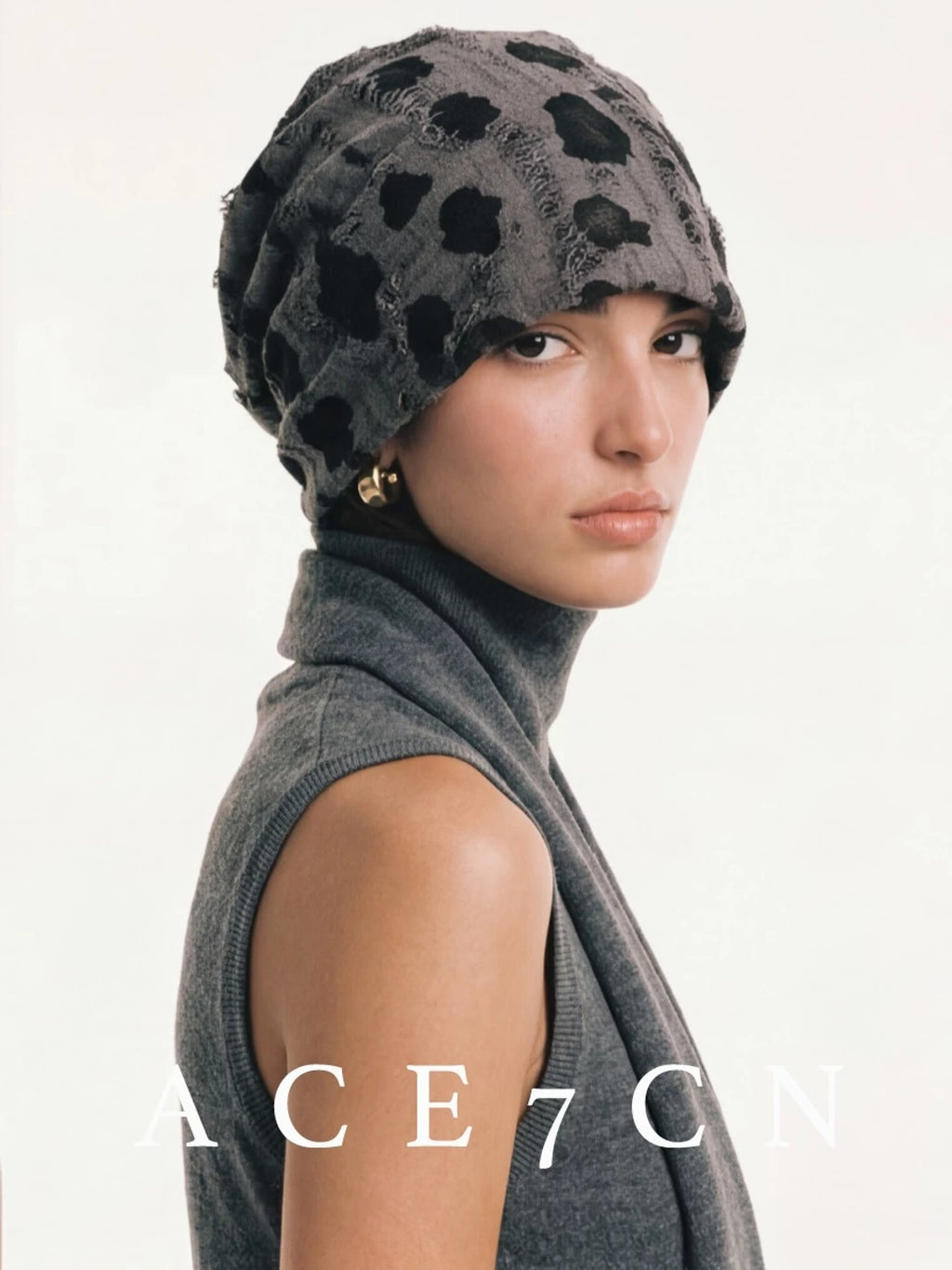 Vintage Hat Slouch Beanie Leopard Headwrap