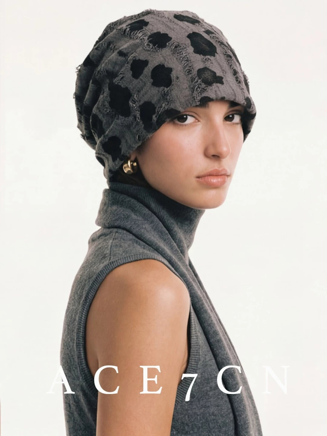 Vintage Hat Slouch Beanie Leopard Headwrap