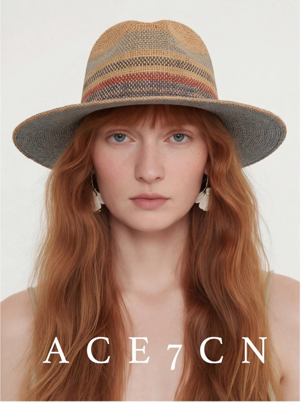 Danish Colorful Dress Hat Raffia Hand-Woven Color-Block