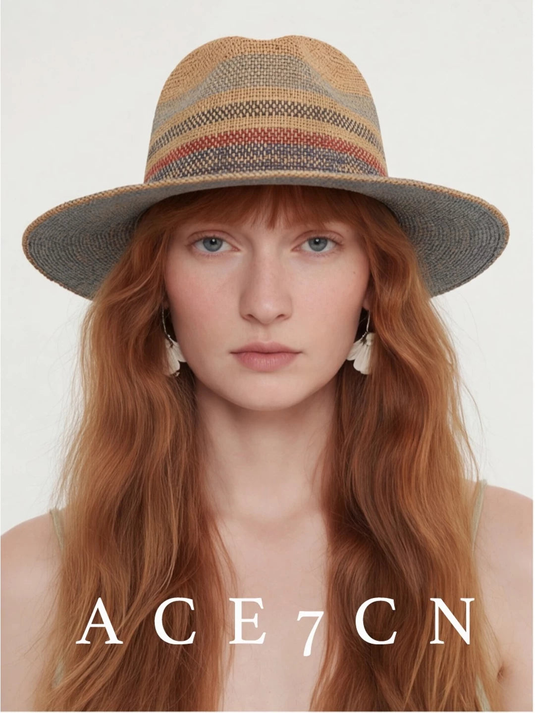 Danish Colorful Dress Hat Raffia Hand-Woven Color-Block