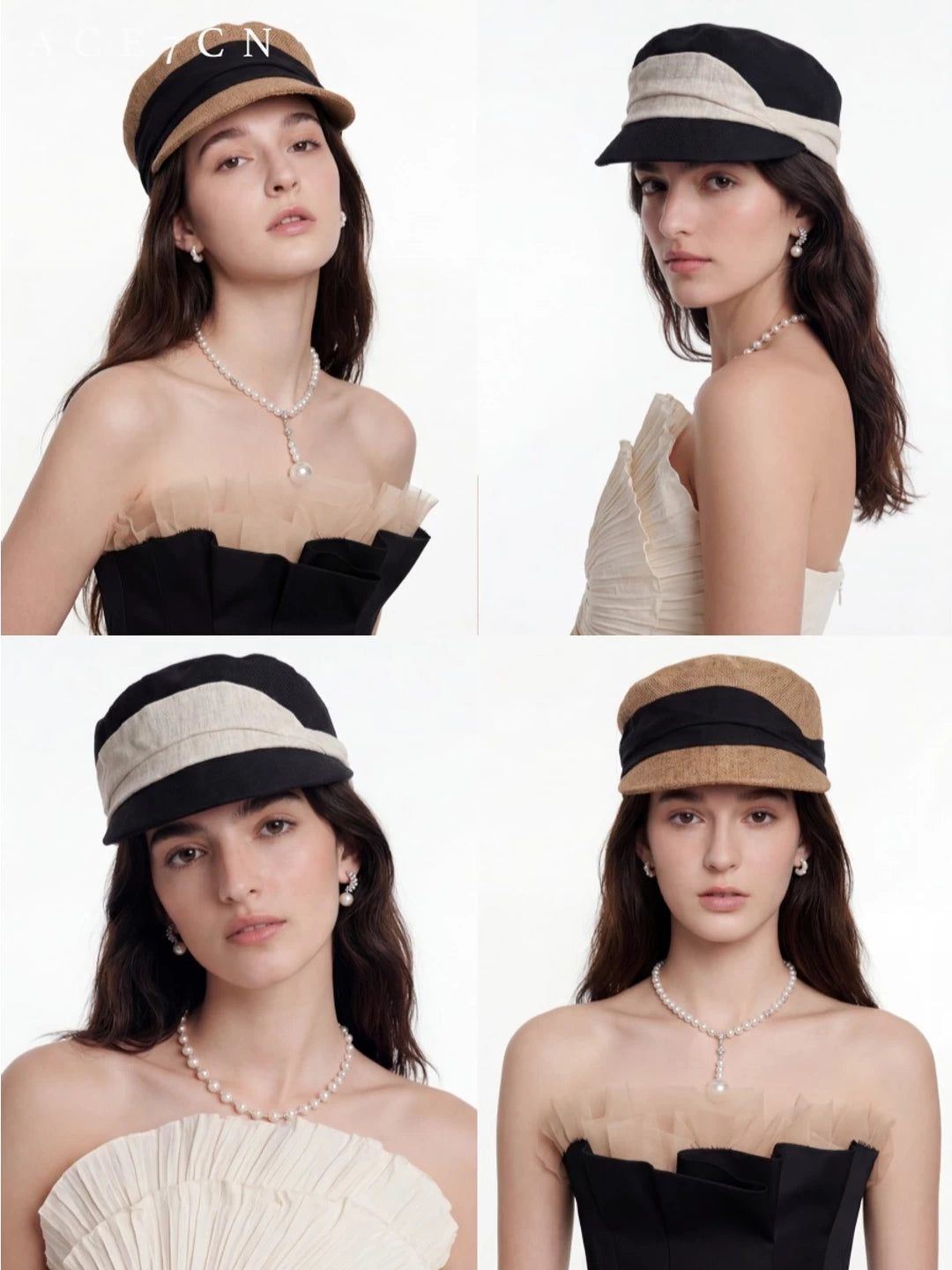 French Classic Cotton-Linen Color-Block Riding Hat Breathable