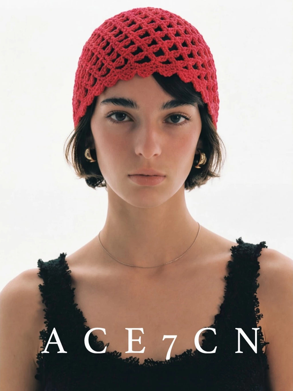 Vintage Elegant Vintage Hand-Crochet Openwork Hat Knit
