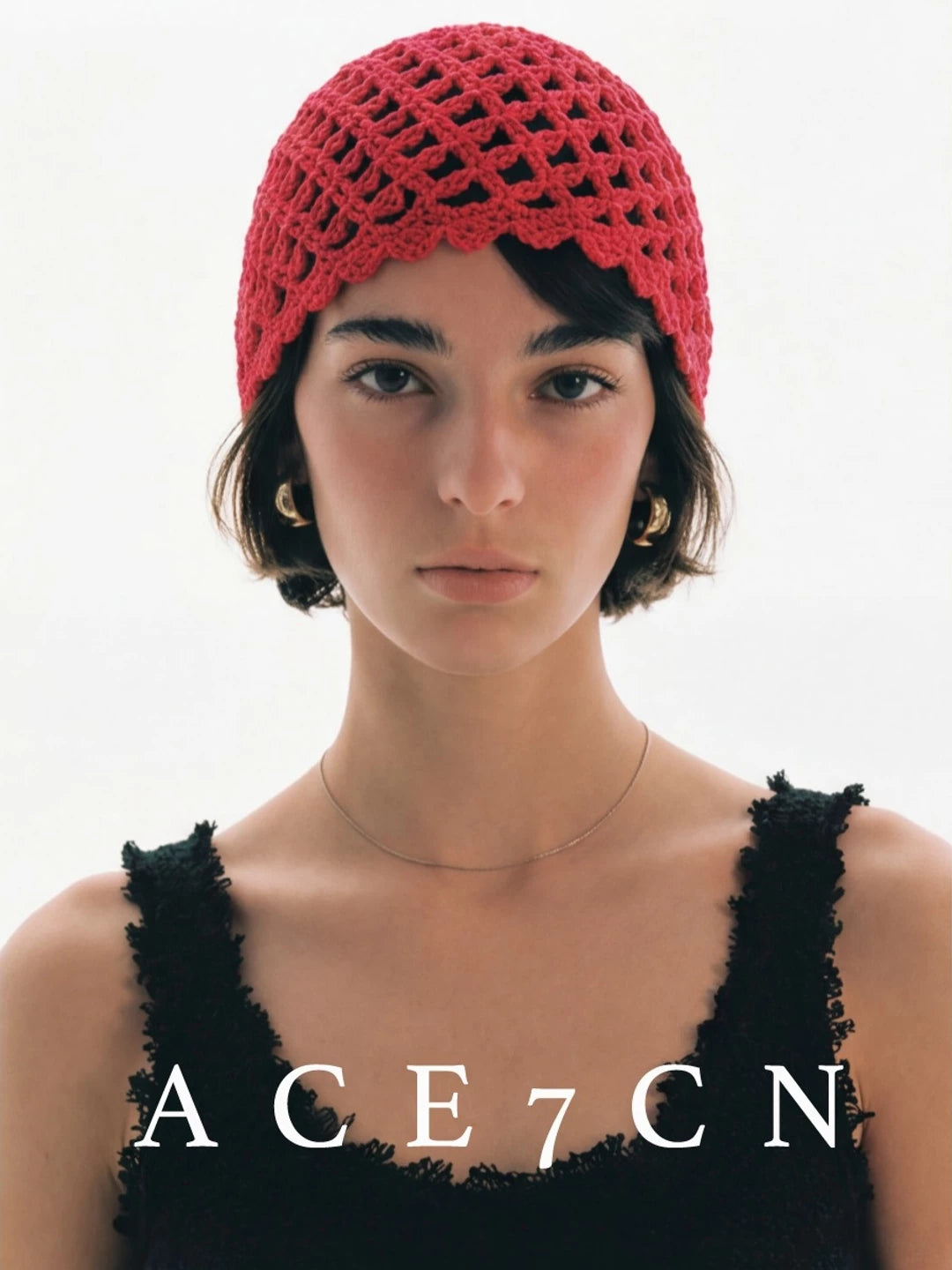Vintage Elegant Vintage Hand-Crochet Openwork Hat Knit