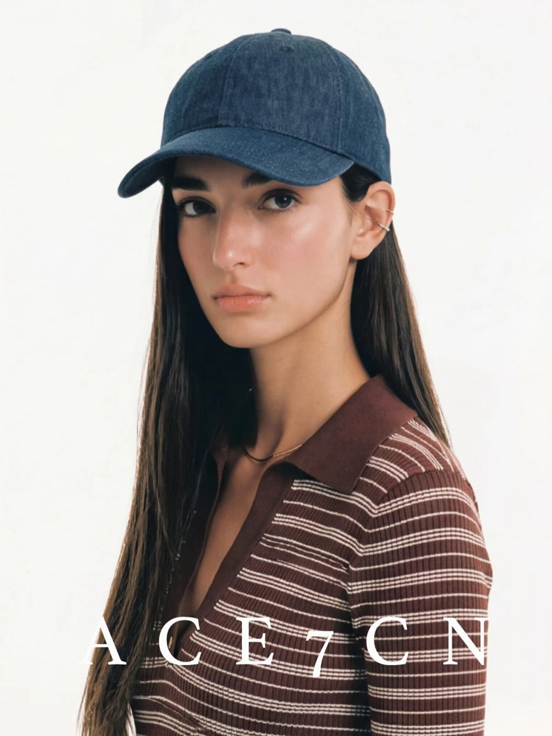 Urban Chic Denim Linen Equestrian Baseball Cap
