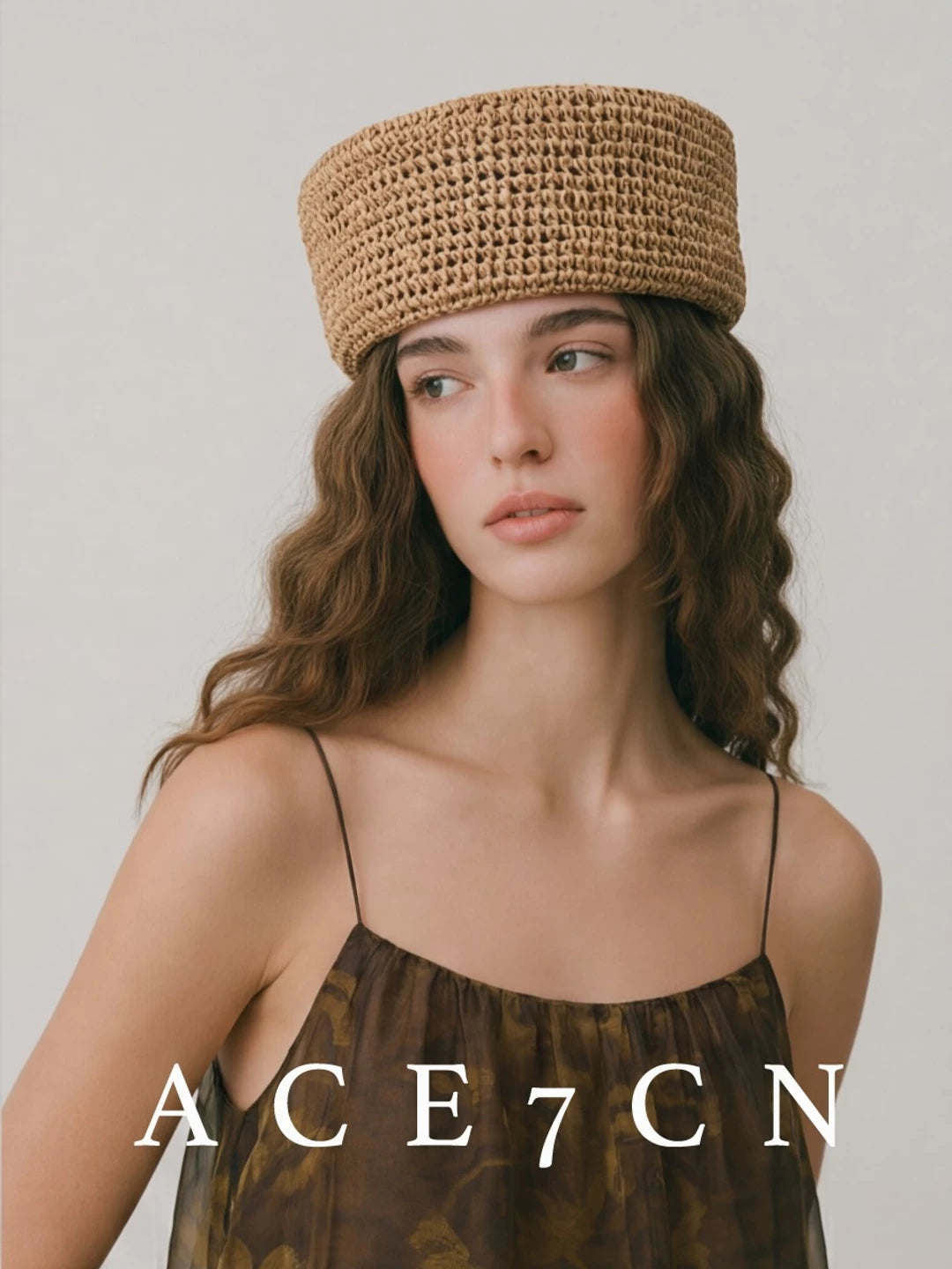 British Vintage pillbox Hat Openwork Straw-Woven Round-Top