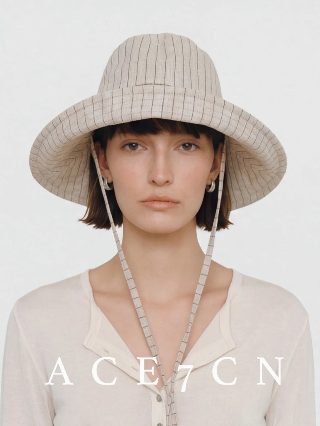 Japanese Niche Bucket Hat Wide-Brim Striped Bucket