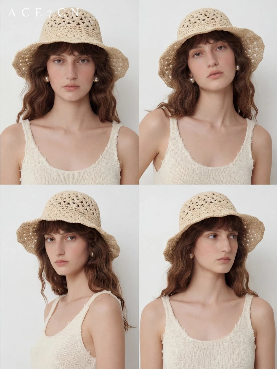 Nordic Chic Bucket Hat Foldable Soft Openwork