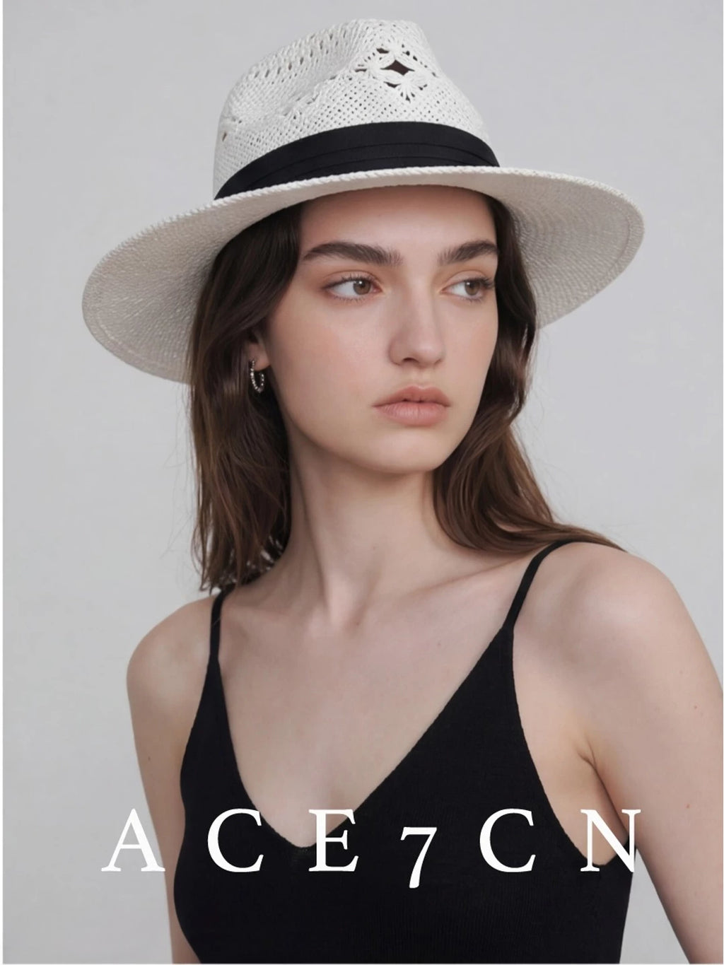 South-France Resort Premium Straw-Woven Openwork Fedora Hand-Woven