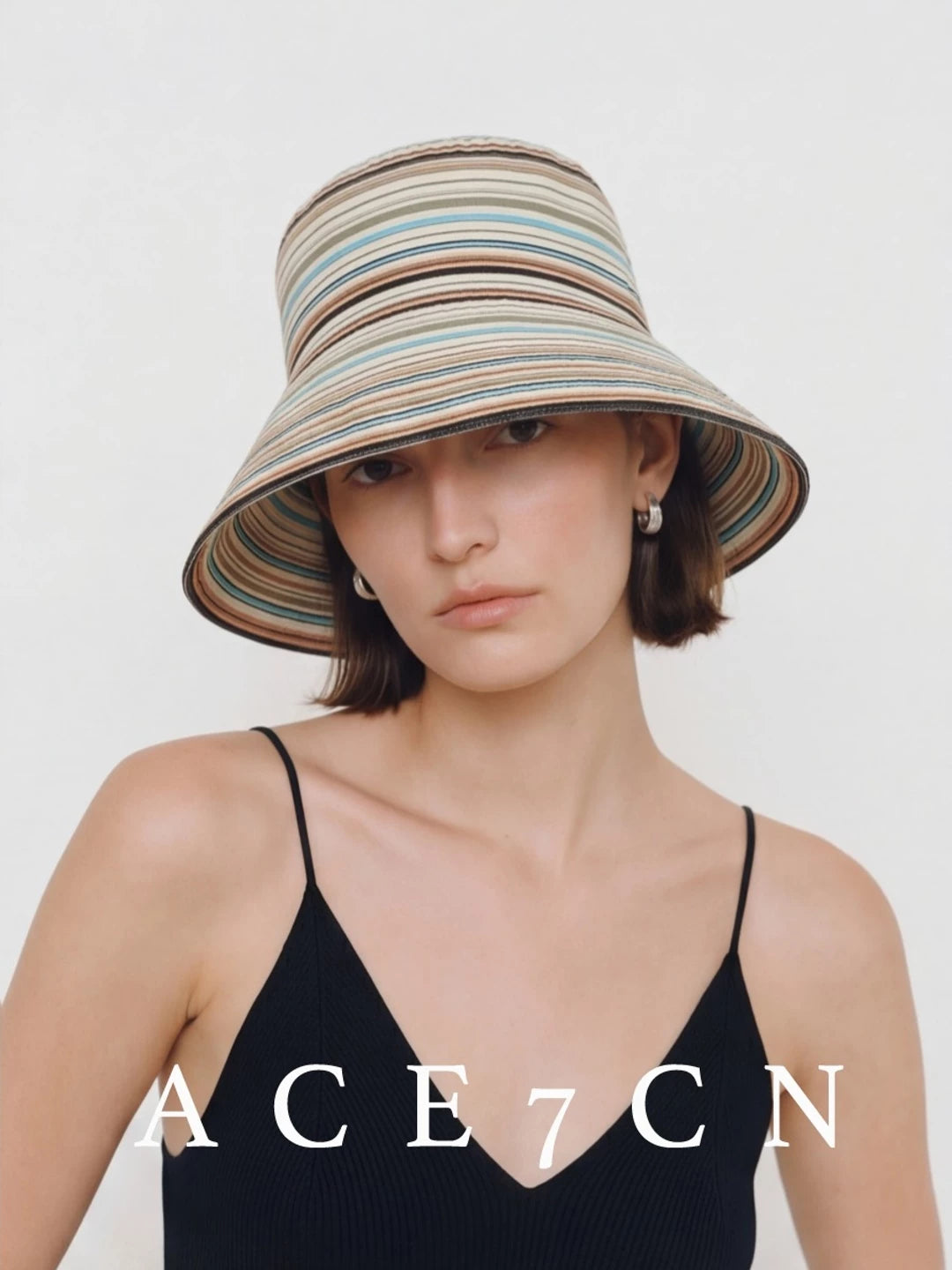 Nordic Relaxed Multi-Stripe Bucket Hat Roll-Brim Striped