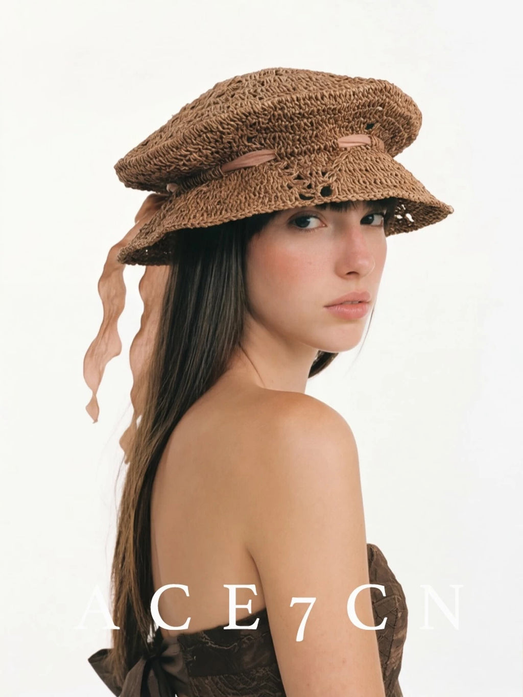 Japanese Niche Straw-Woven Hat Foldable Tie-Strap Bucket