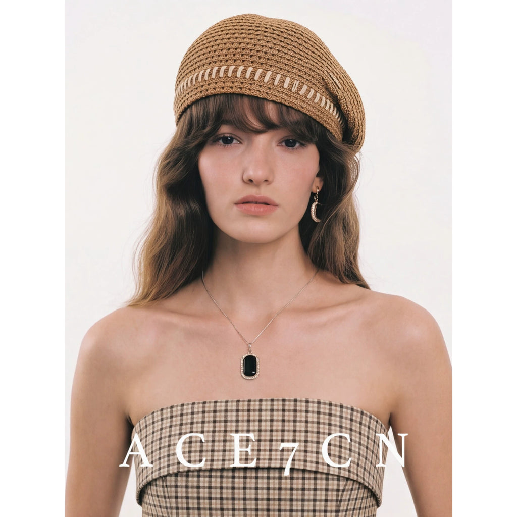 Japanese Niche Hand-Stitched Styling Beret Openwork Painter