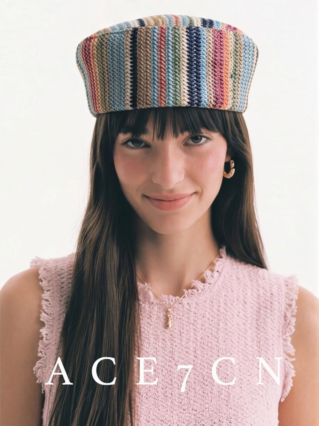 Runway Niche Relaxed Striped Pillbox Hat Tweed