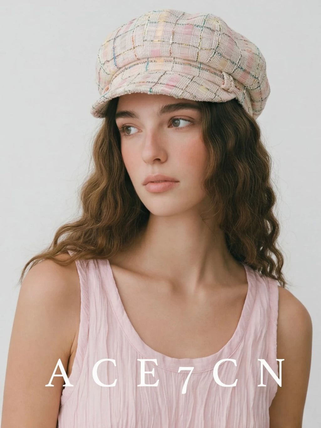 Classic Tweed Multicolor-Yarn Woven Premium Newsboy Cap