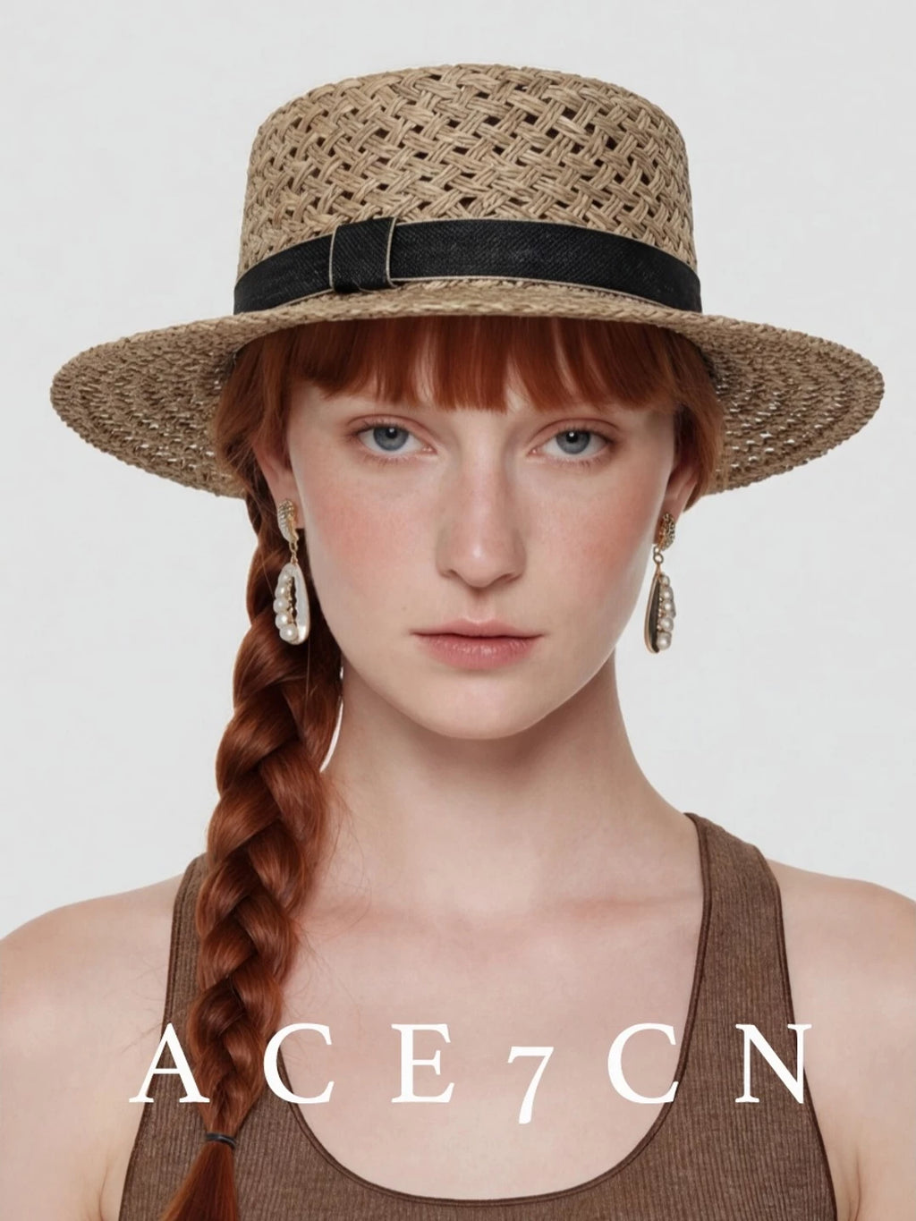 Korean High-Quality Seagrass Handmade Straw Hat Hepburn