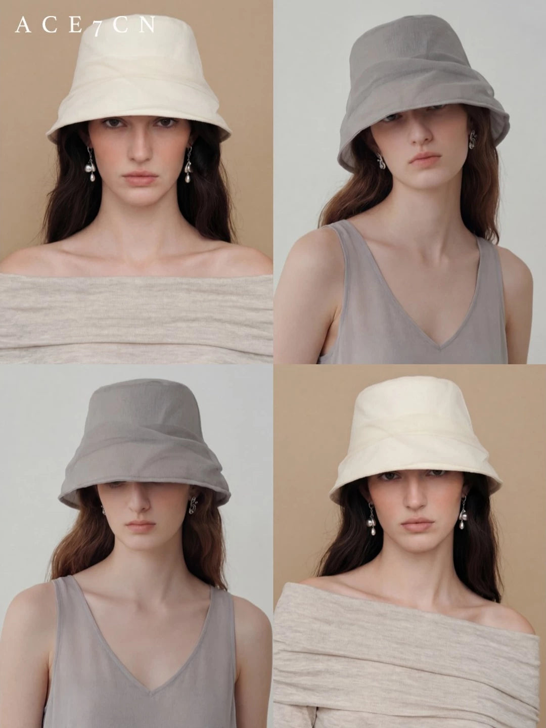 French Muted Bucket Hat Everyday Travel Sun-Protection