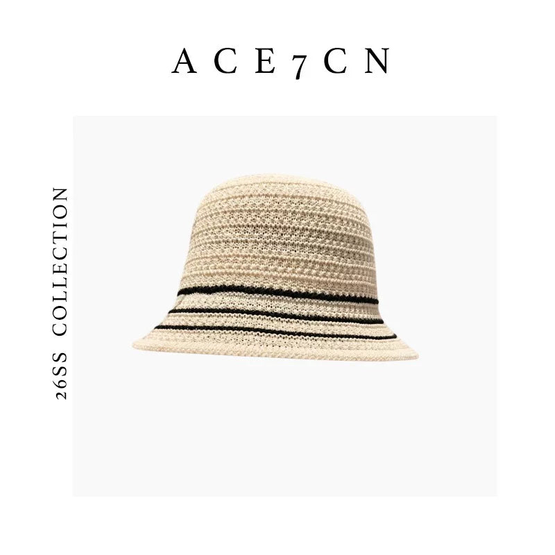 South-France Classic Hepburn Bucket Hat Color-Block Striped