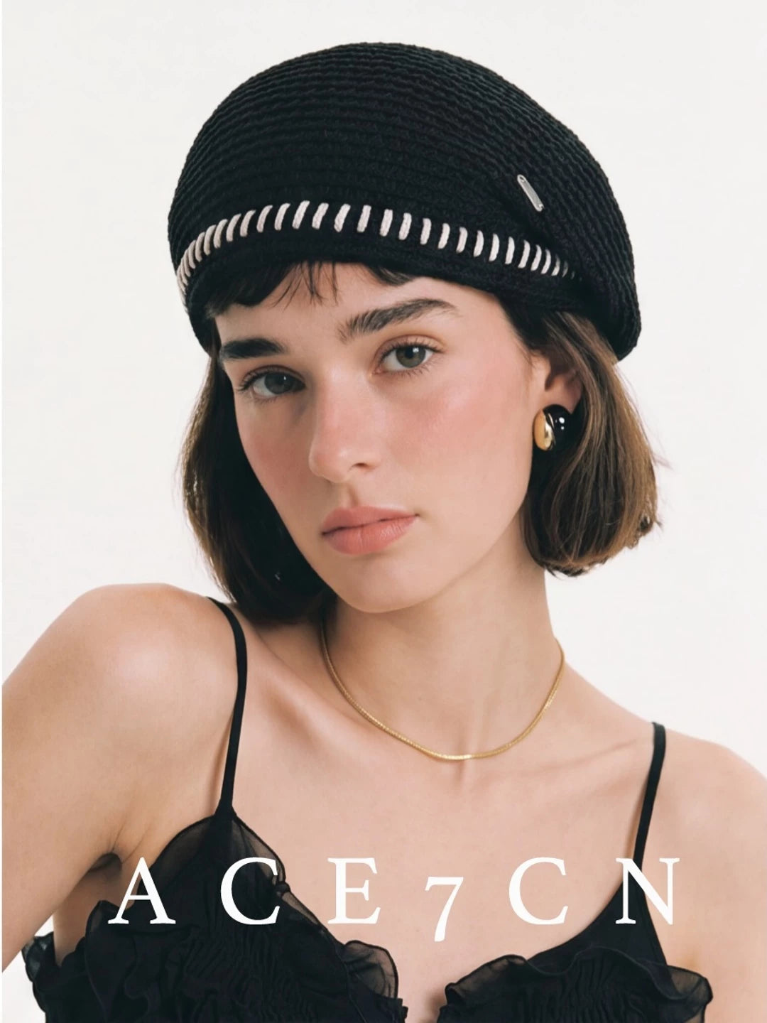 Japanese Niche Hand-Stitched Styling Beret Openwork Painter