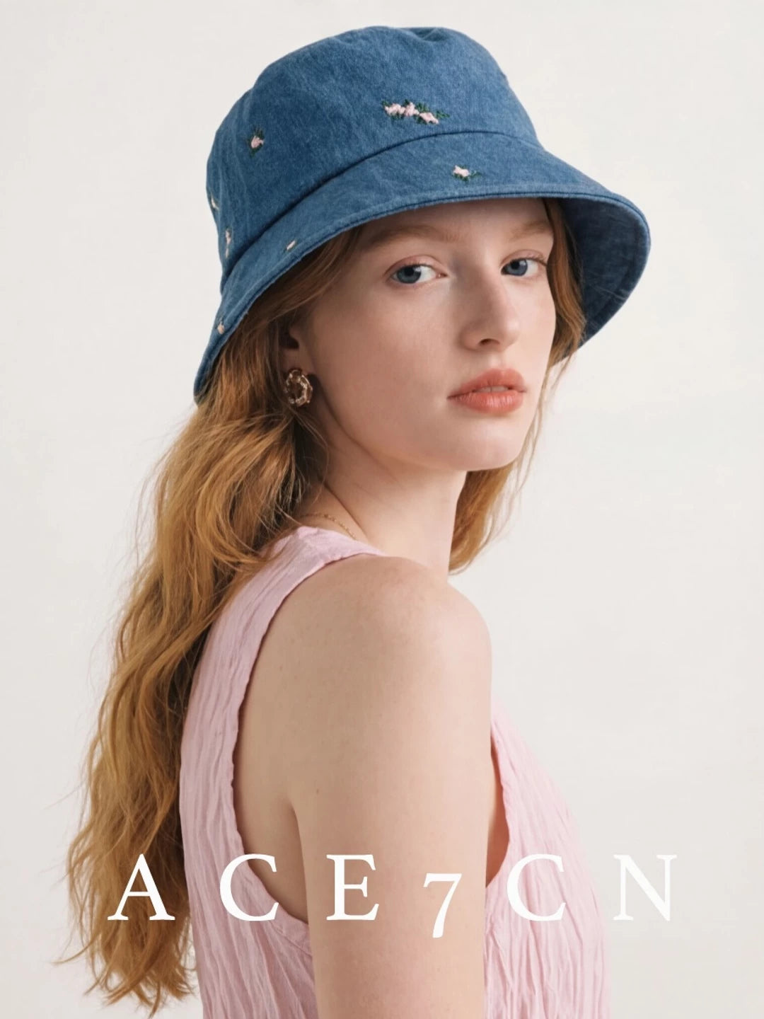 Korean Niche Embroidered Bucket Hat Denim Bucket