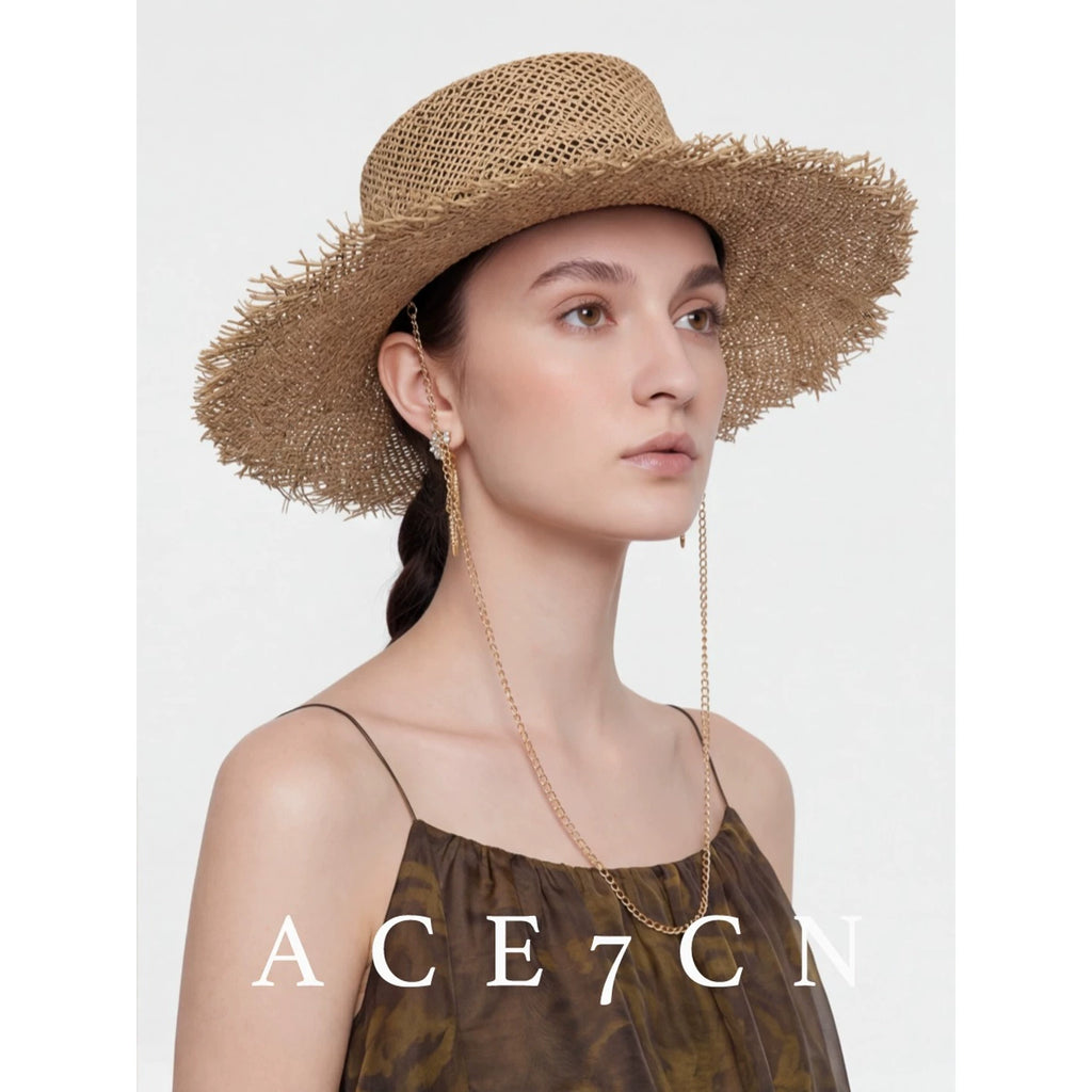 Natural-Straw Sun Hat Breathable Resort Straw Hat