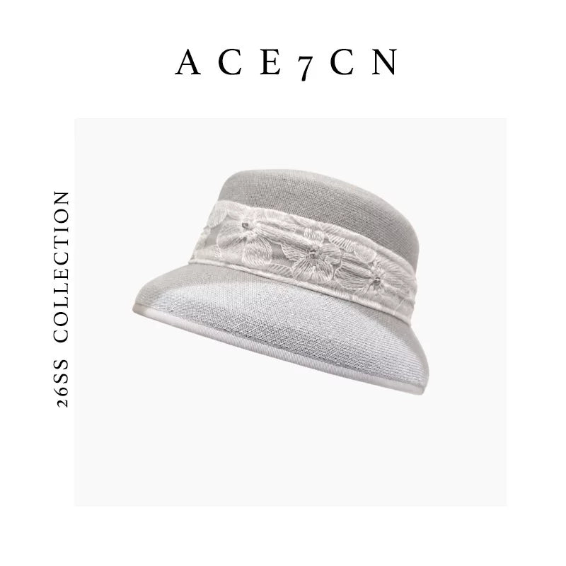 French Vintage Premium Straw-Woven Bucket Hat Lace