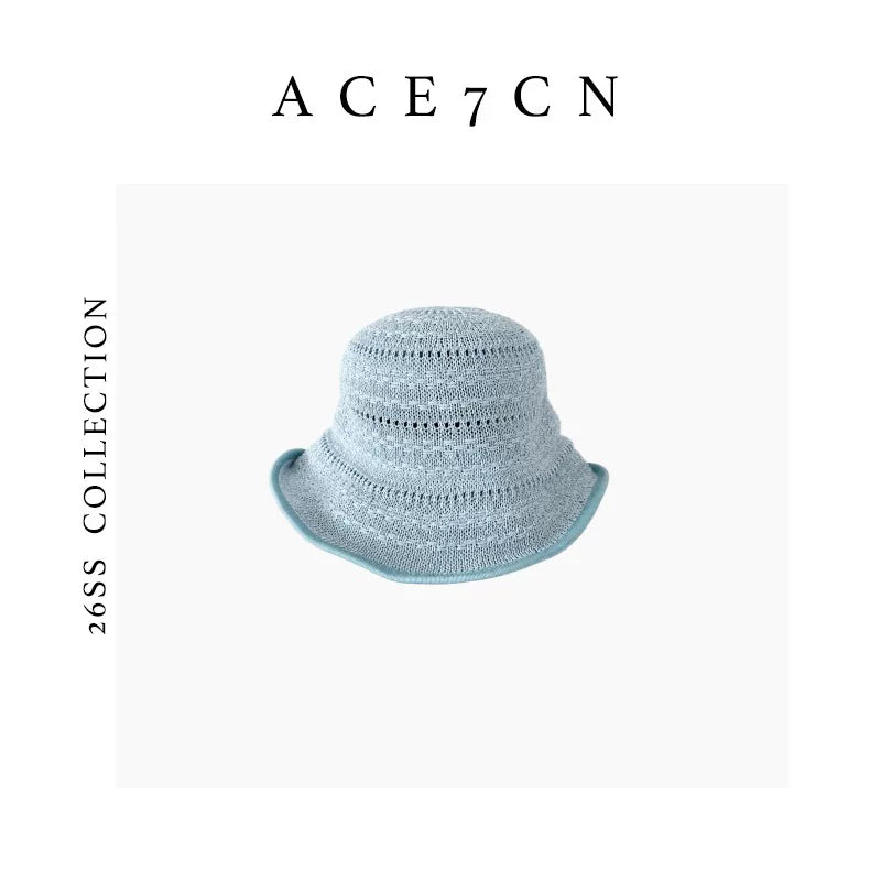 Japanese Niche Hand-Crochet Bucket Hat Openwork Breathable