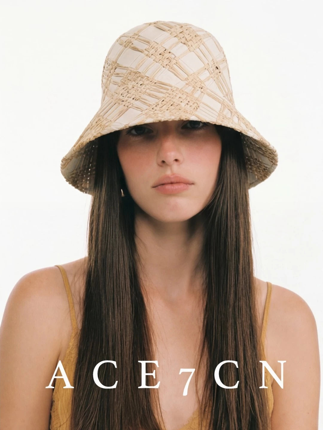 Minimalist Chic Straw-Woven Cloche Bucket Hat Natural