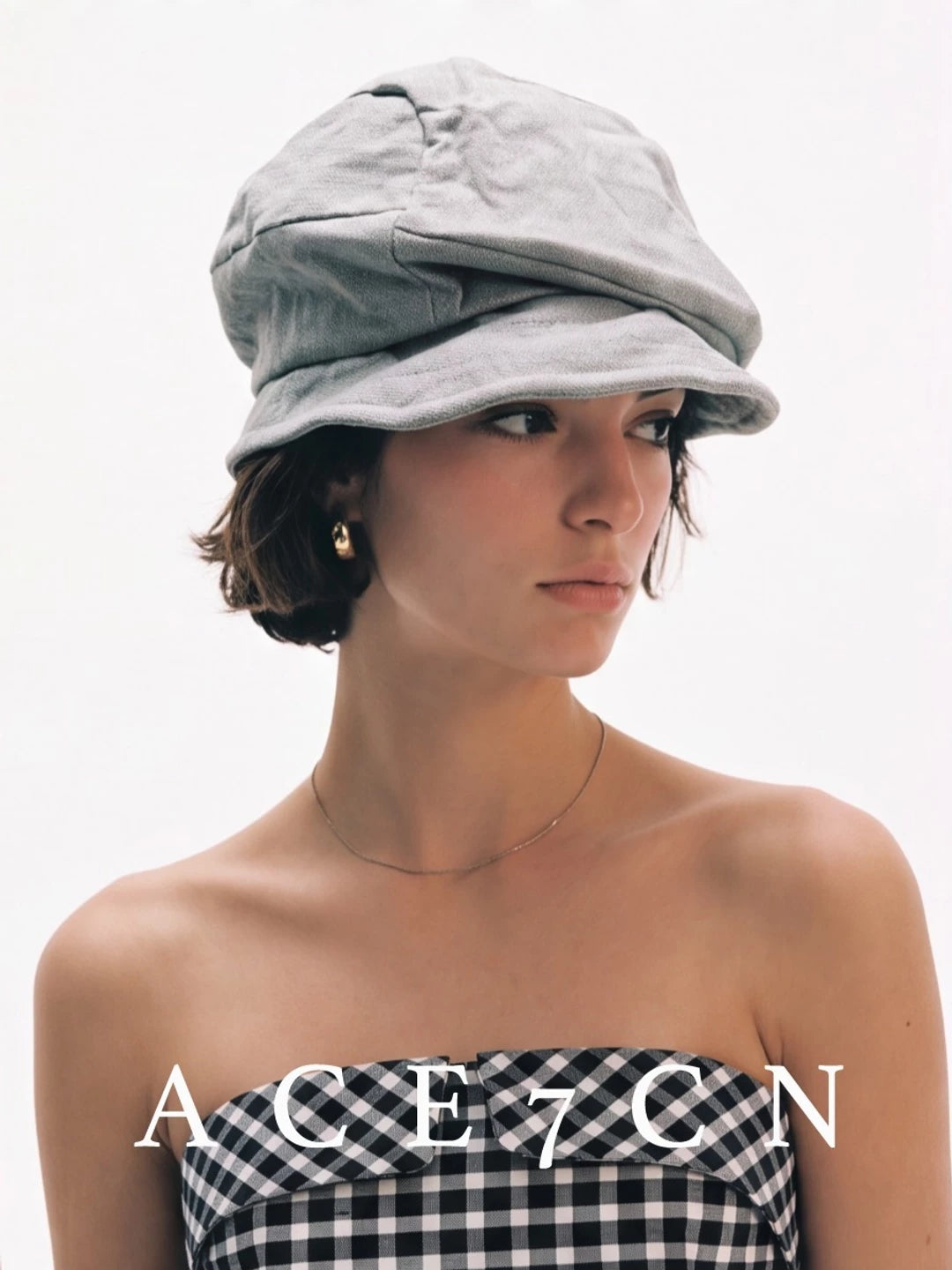 Japanese Niche Denim Handmade Pleated Newsboy Cap