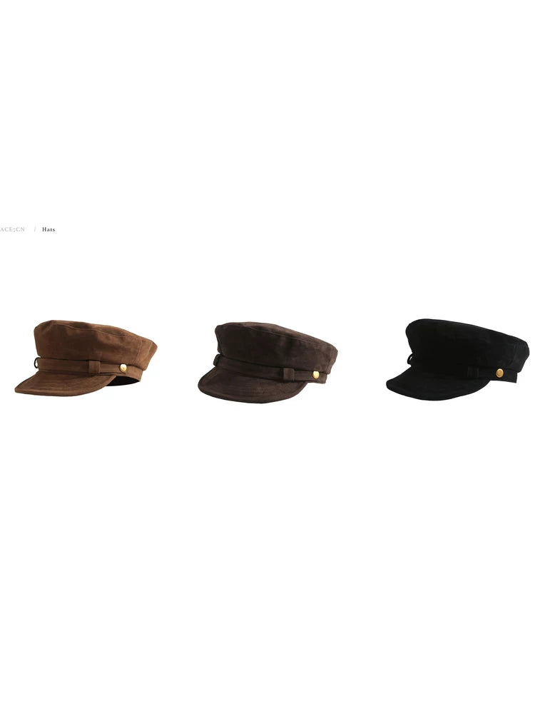 Vintage British Newsboy Cap Women Premium Suede