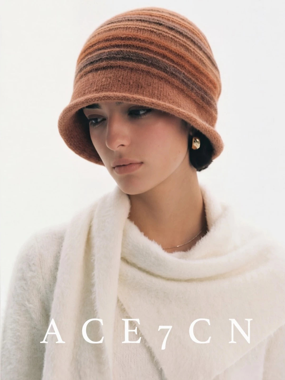 Vintage Relaxed Multi-Stripe Wool Slouch Beanie Striped