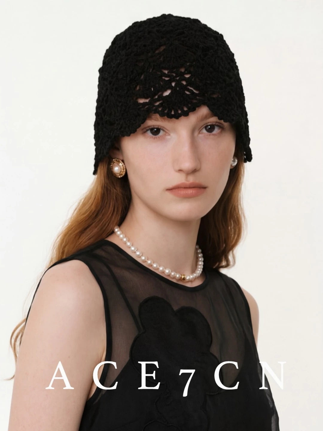South-France Resort Hand-Crochet Openwork Knit Beanie Headwrap